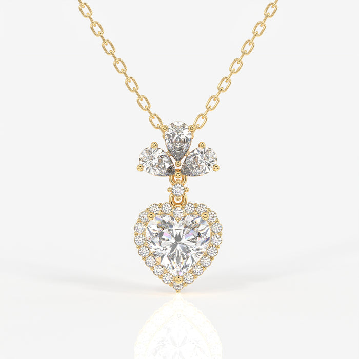 Heart Cut Lab Grown Diamond Fashion 14K Gold Pendant