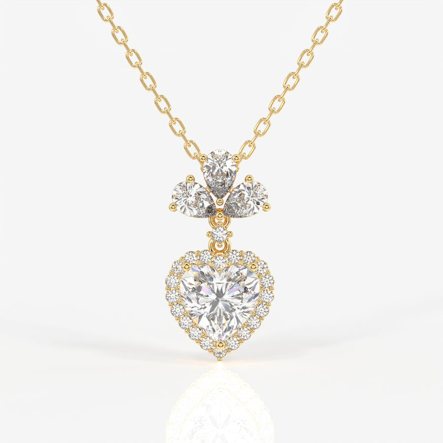 Heart Cut Lab Grown Diamond Fashion 18K Gold Pendant