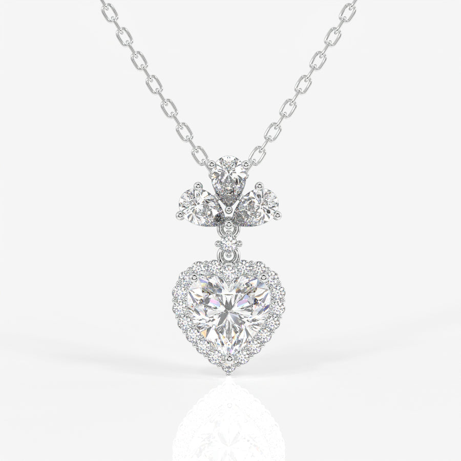Heart Cut Lab Grown Diamond Fashion 18K Gold Pendant