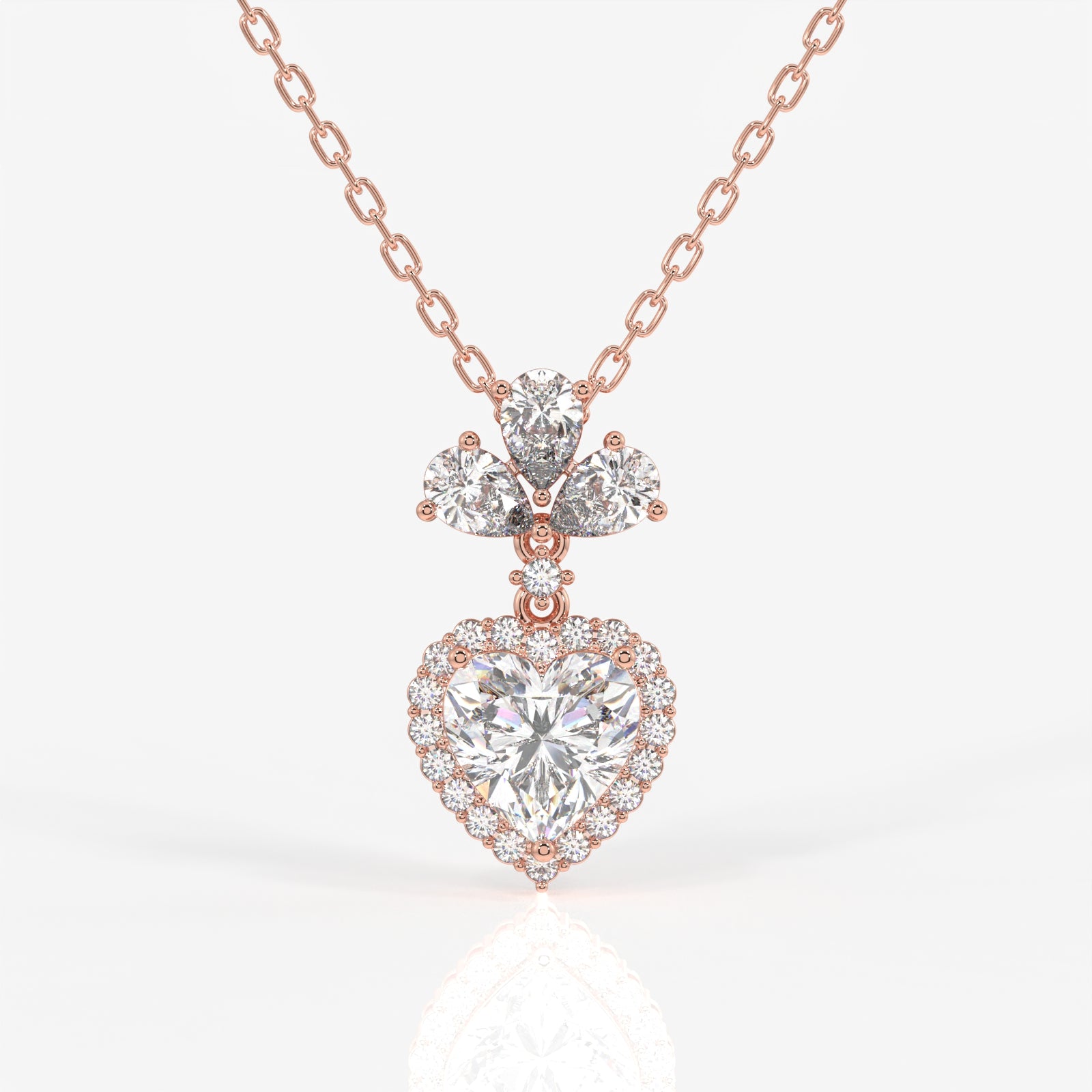 Heart Cut Lab Grown Diamond Fashion 18K Gold Pendant