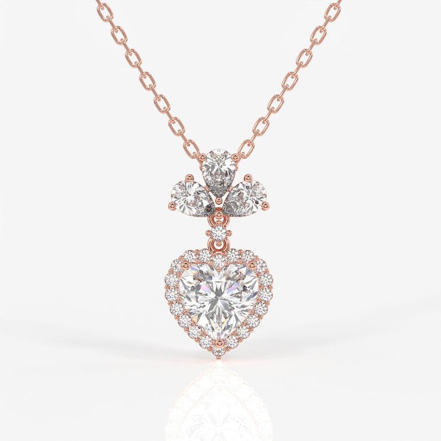 Heart Cut Lab Grown Diamond Fashion 18K Gold Pendant