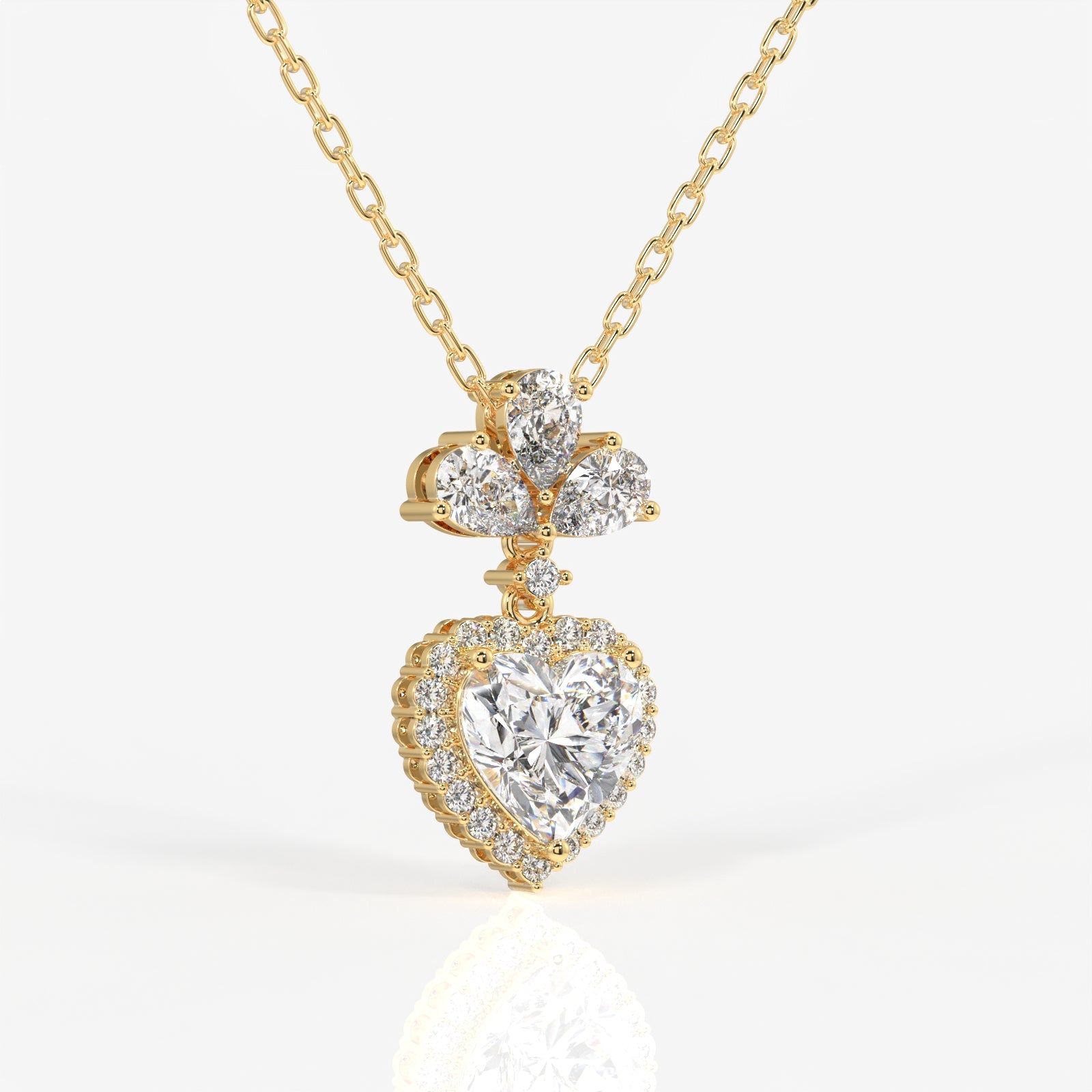 Heart Cut Lab Grown Diamond Fashion 18K Gold Pendant