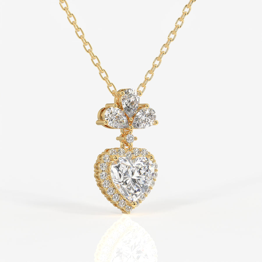 Heart Cut Lab Grown Diamond Fashion 18K Gold Pendant