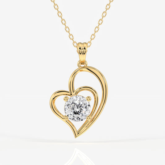 Portuguese Cut Moissanite Diamond Fashion 14k Gold Pendant