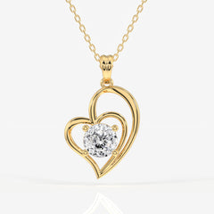 Portuguese Cut Moissanite Diamond Fashion 14k Gold Pendant