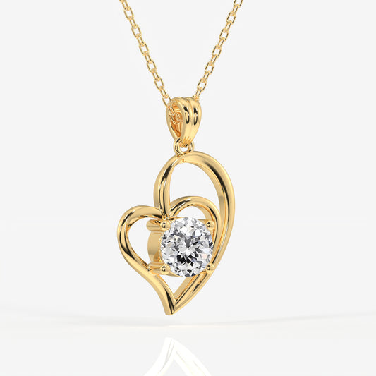 Portuguese Cut Moissanite Diamond Fashion 14k Gold Pendant