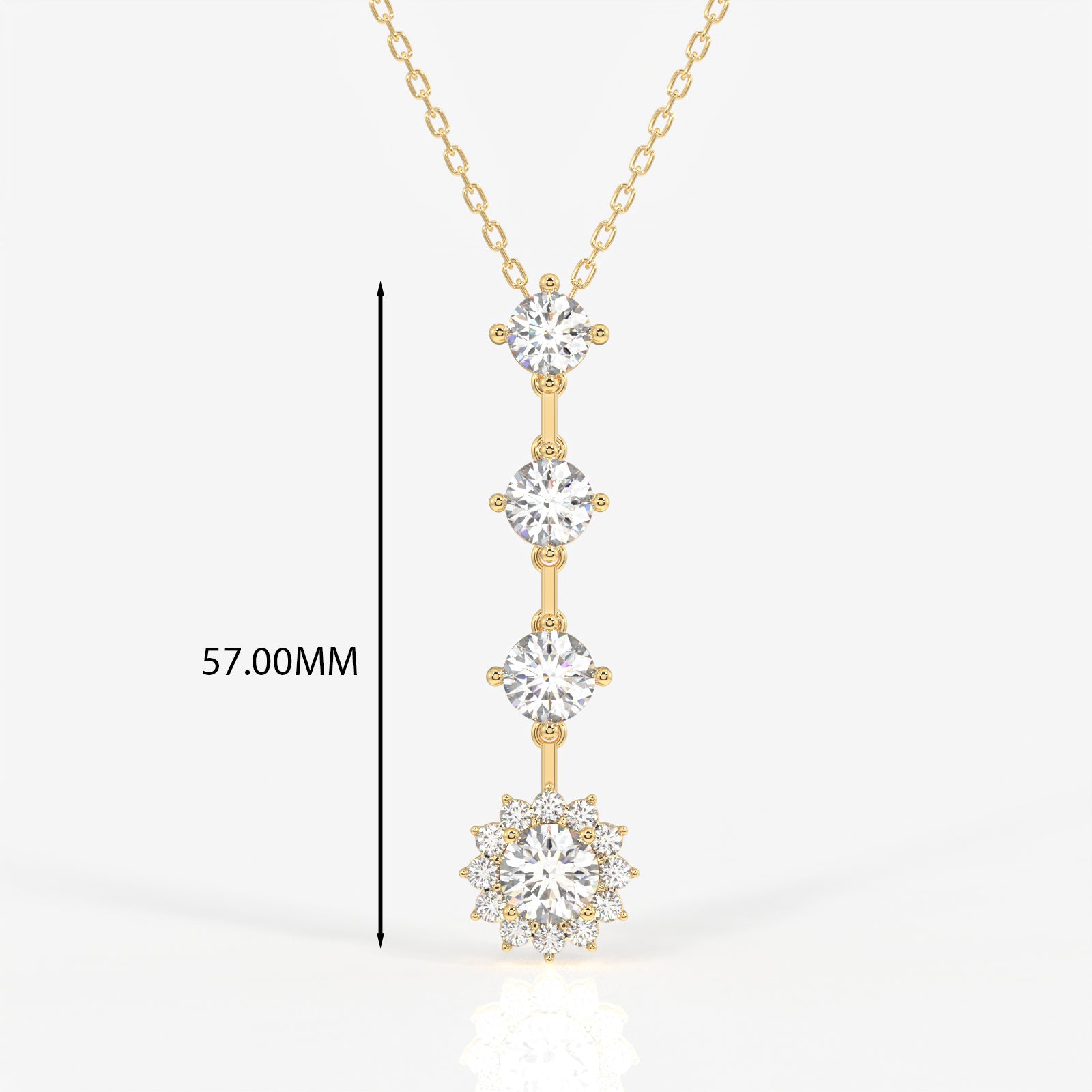 Round Cut Lab Grown Diamond Fashion 18K Gold Pendant