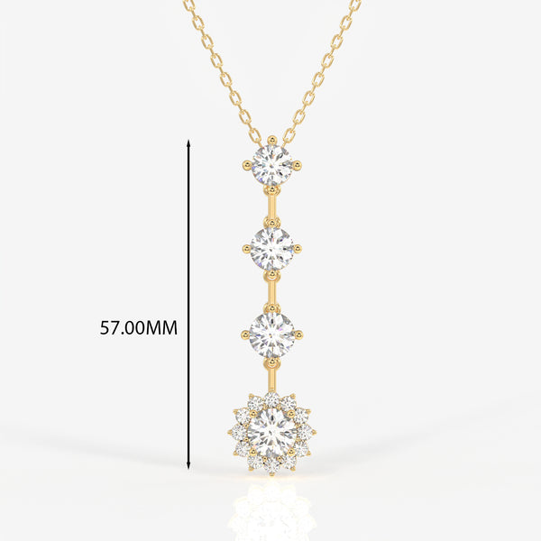 Round Cut Lab Grown Diamond Fashion 14K Gold Pendant