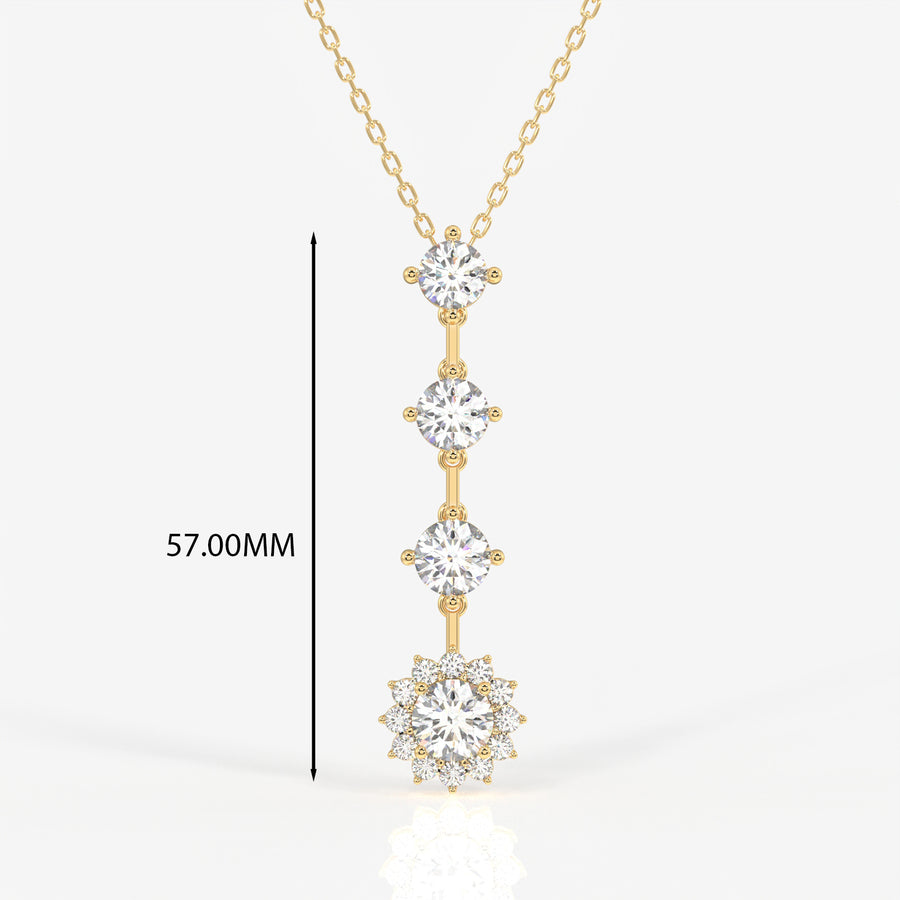 Round Cut Lab Grown Diamond Fashion 18K Gold Pendant
