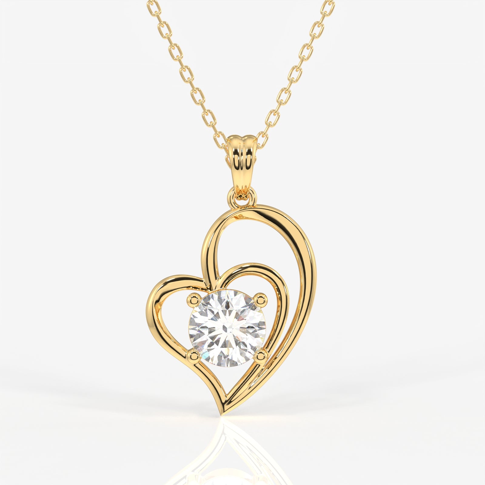 Round Cut Lab Grown Diamond Fashion 14K Gold Pendant