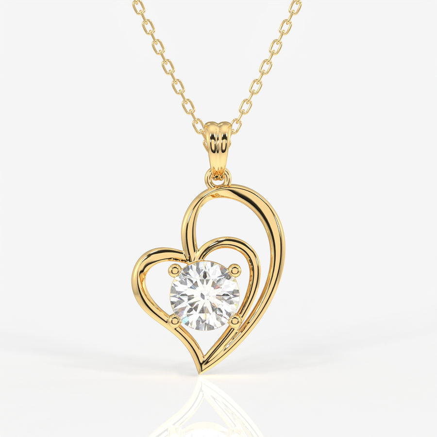 Round Cut Lab Grown Diamond Fashion 14K Gold Pendant