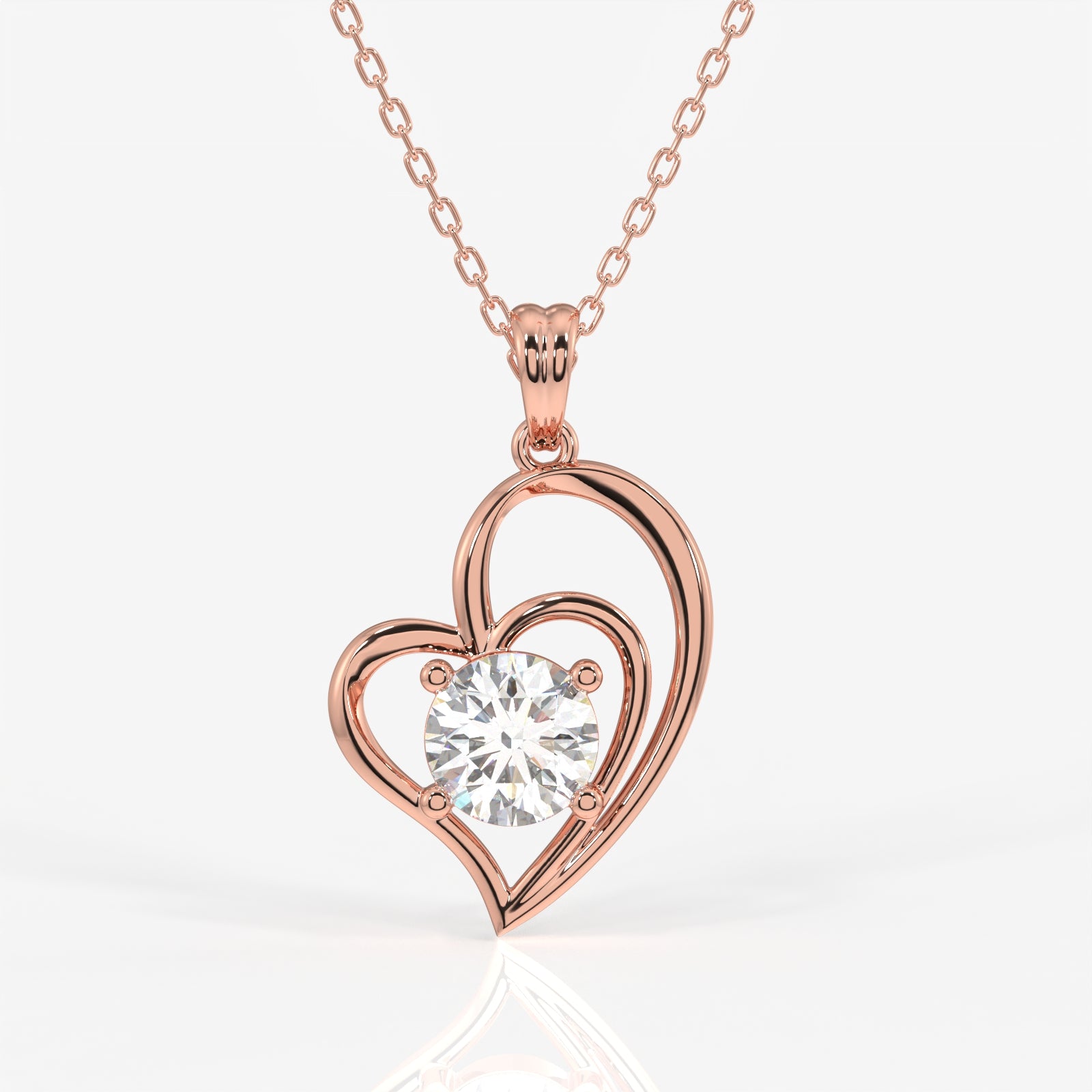 Round Cut Lab Grown Diamond Fashion 14K Gold Pendant