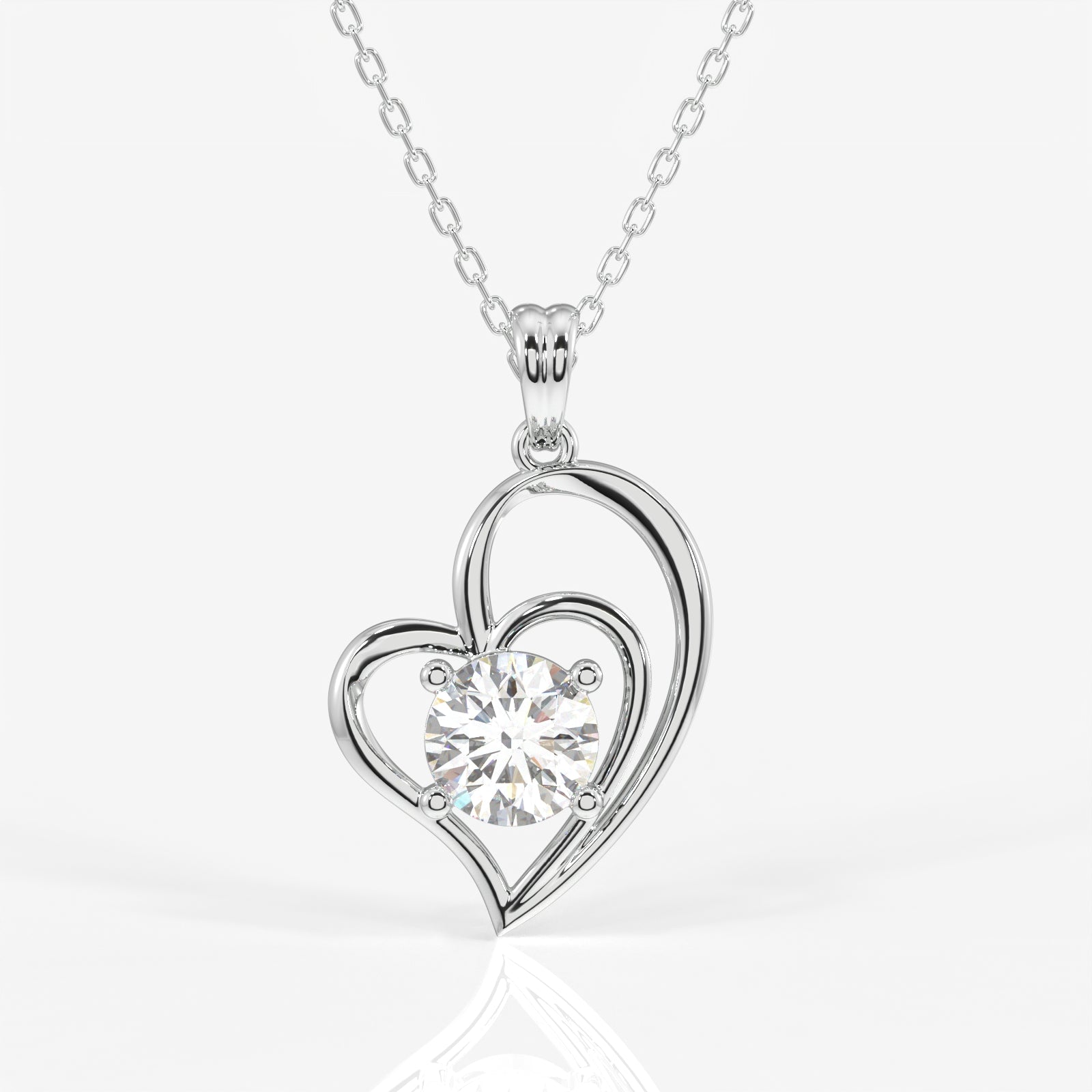 Round Cut Lab Grown Diamond Fashion 14K Gold Pendant