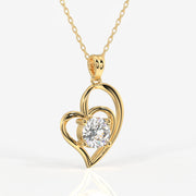 Round Cut Lab Grown Diamond Fashion 14K Gold Pendant