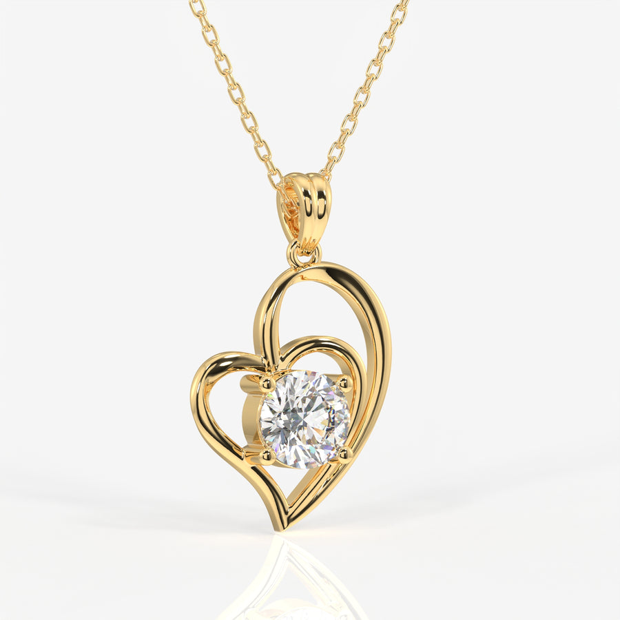 Round Cut Lab Grown Diamond Fashion 14K Gold Pendant