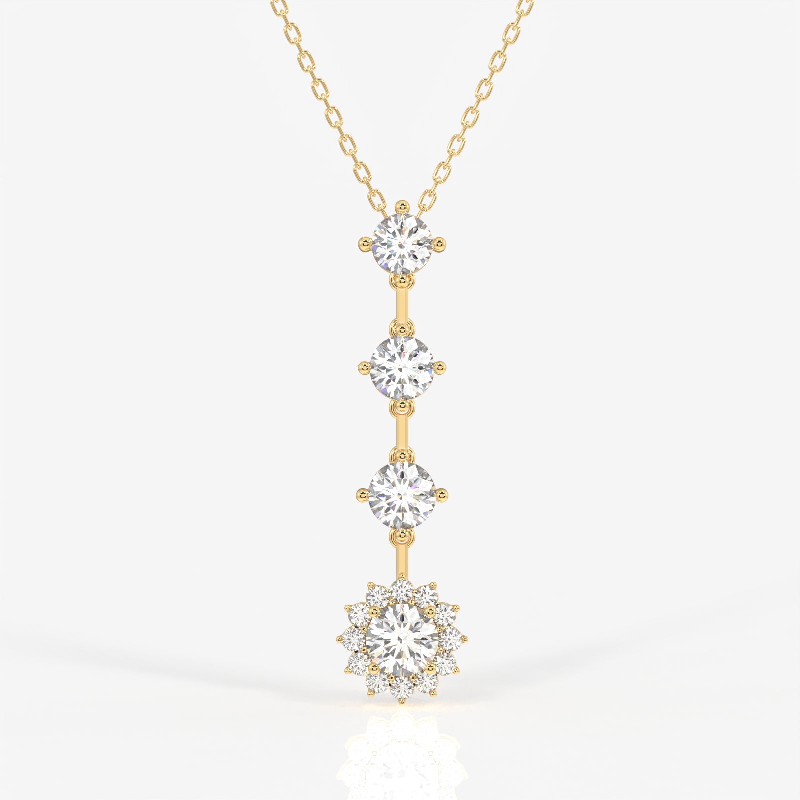 Round Cut Lab Grown Diamond Fashion 18K Gold Pendant