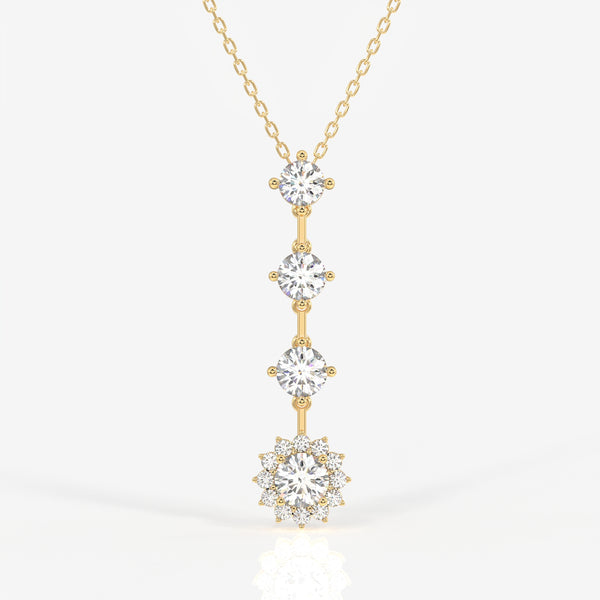 Round Cut Lab Grown Diamond Fashion 14K Gold Pendant