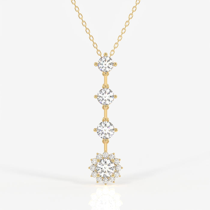 Round Cut Moissanite Diamond Fashion 18K Gold Pendant