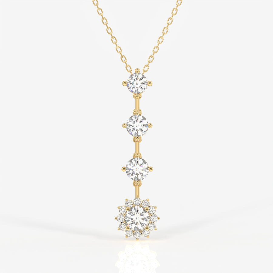 Round Cut Lab Grown Diamond Fashion 18K Gold Pendant