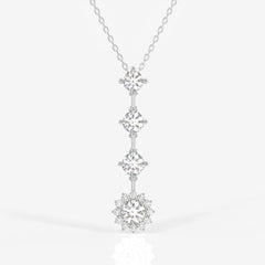 Round Cut Moissanite Diamond Fashion Sterling Silver Pendant