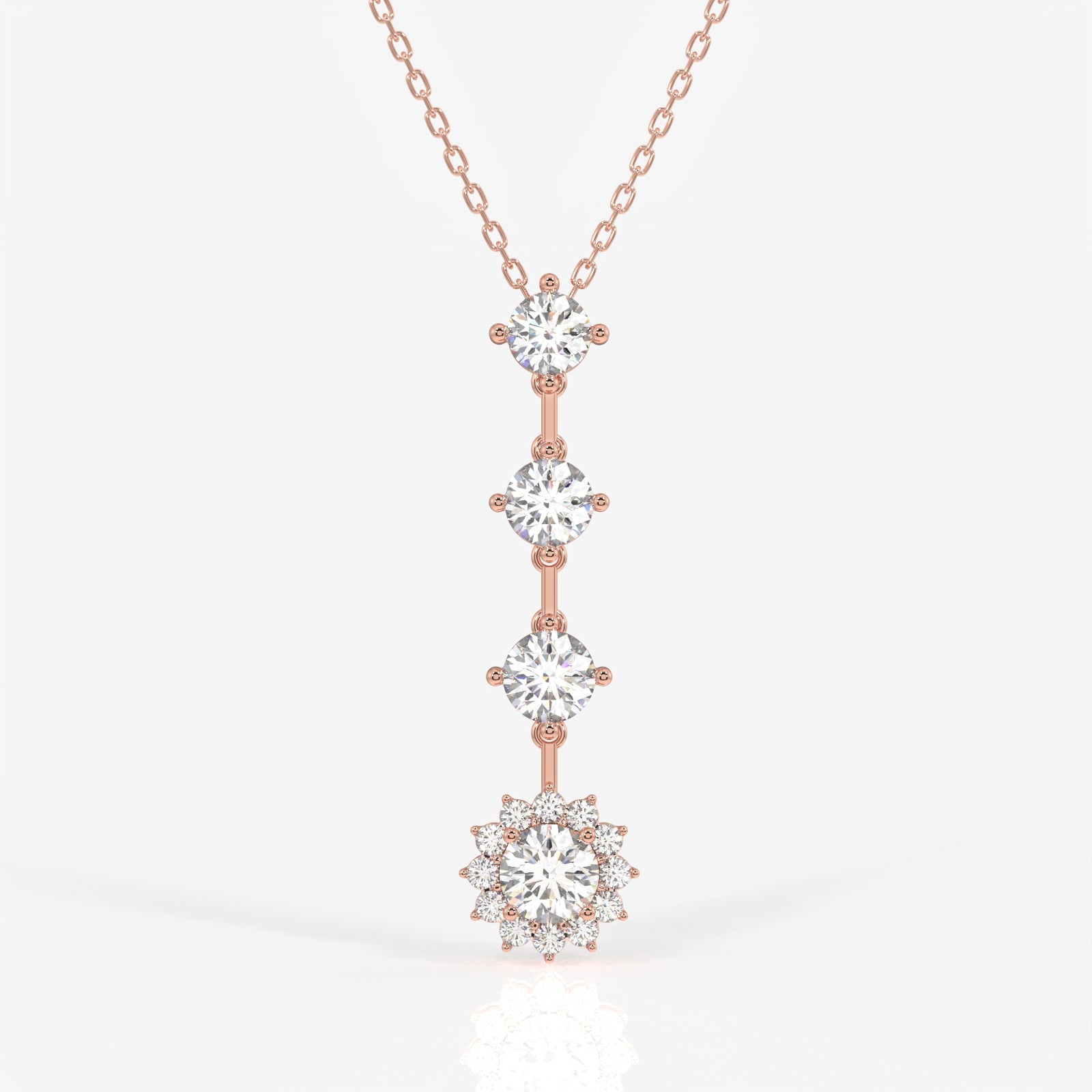 Round Cut Lab Grown Diamond Fashion 18K Gold Pendant