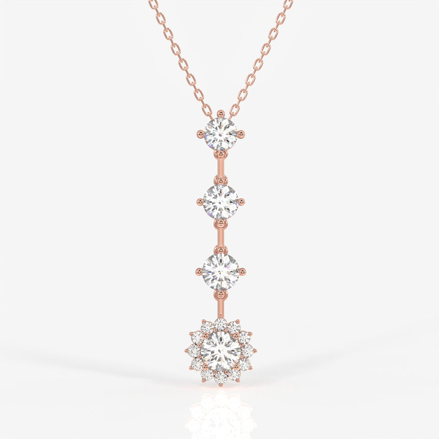 Round Cut Lab Grown Diamond Fashion 18K Gold Pendant