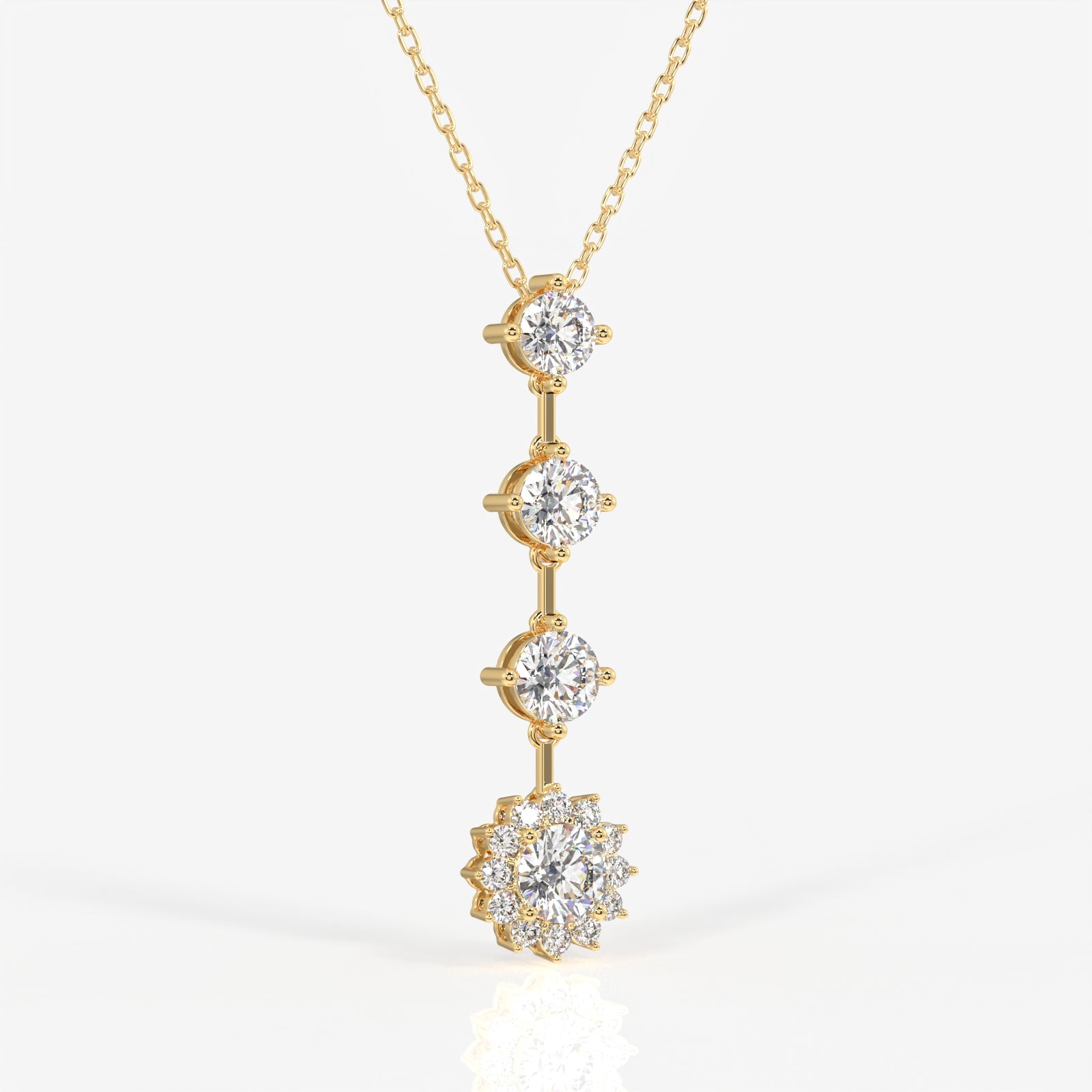 Round Cut Lab Grown Diamond Fashion 18K Gold Pendant