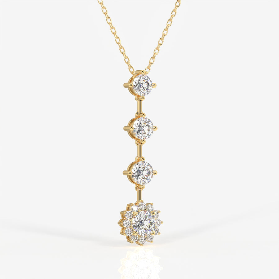 Round Cut Lab Grown Diamond Fashion 18K Gold Pendant