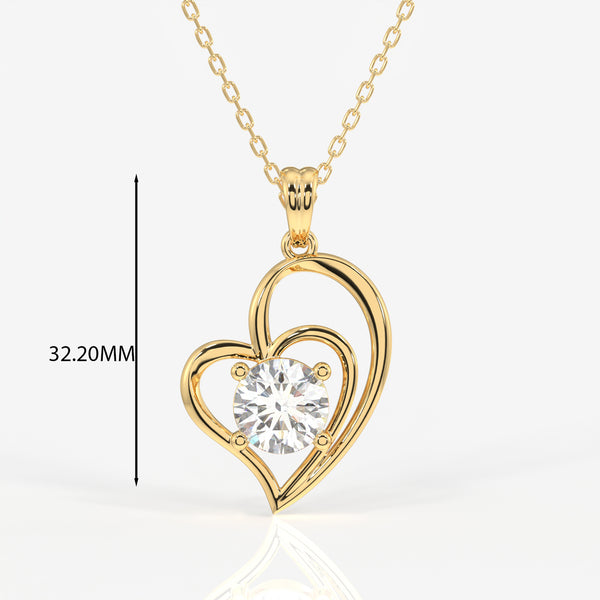 Round Cut Lab Grown Diamond Fashion 9K Gold Pendant