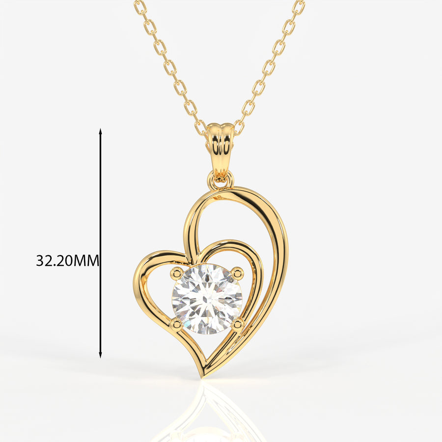Round Cut Lab Grown Diamond Fashion 14K Gold Pendant