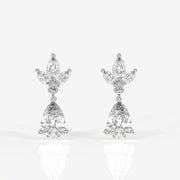 Pear Cut Lab Grown Diamond Dangle 9K Gold Earrings