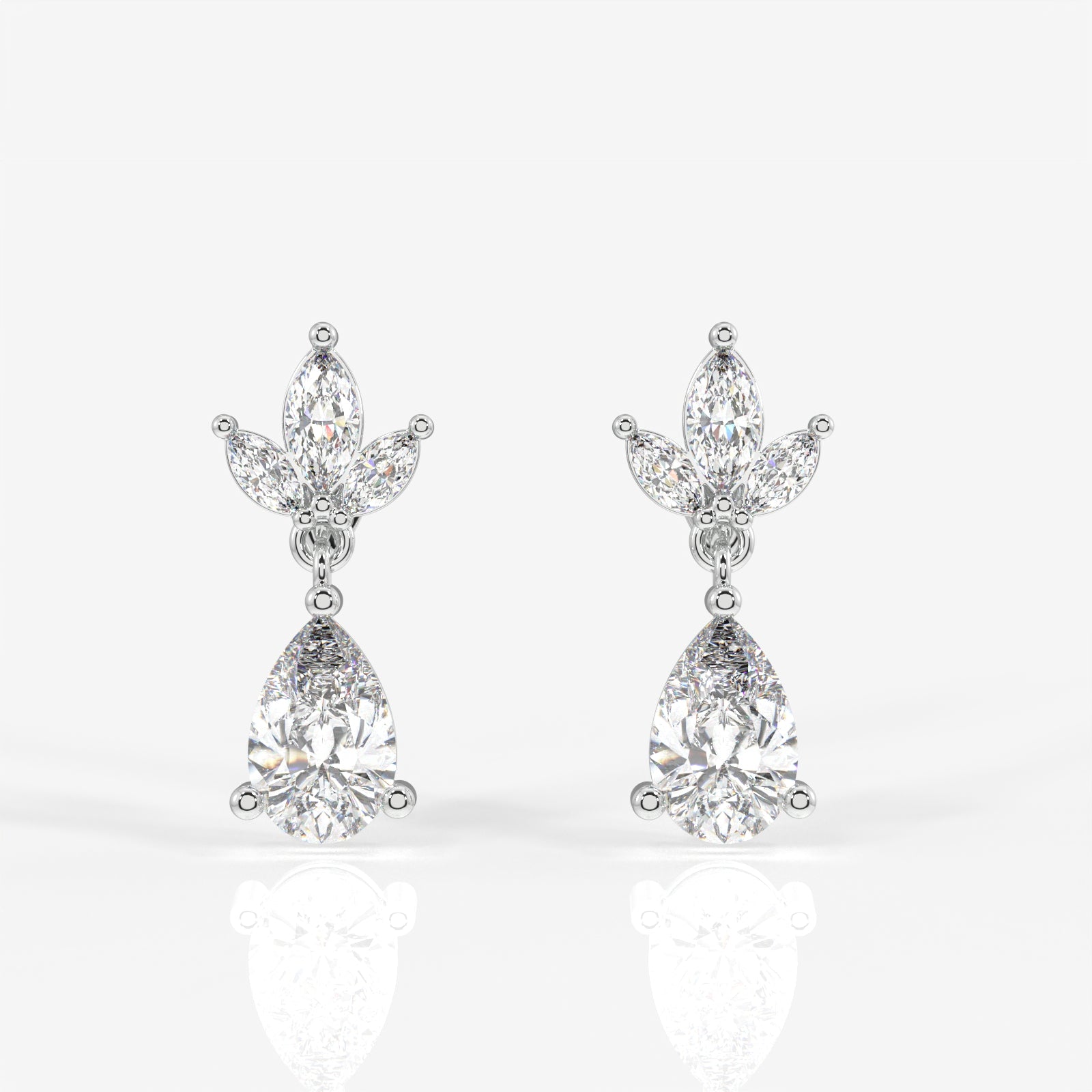 Pear Cut Lab Grown Diamond Dangle 9K Gold Earrings