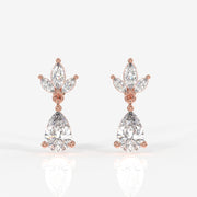 Pear Cut Lab Grown Diamond Dangle 9K Gold Earrings