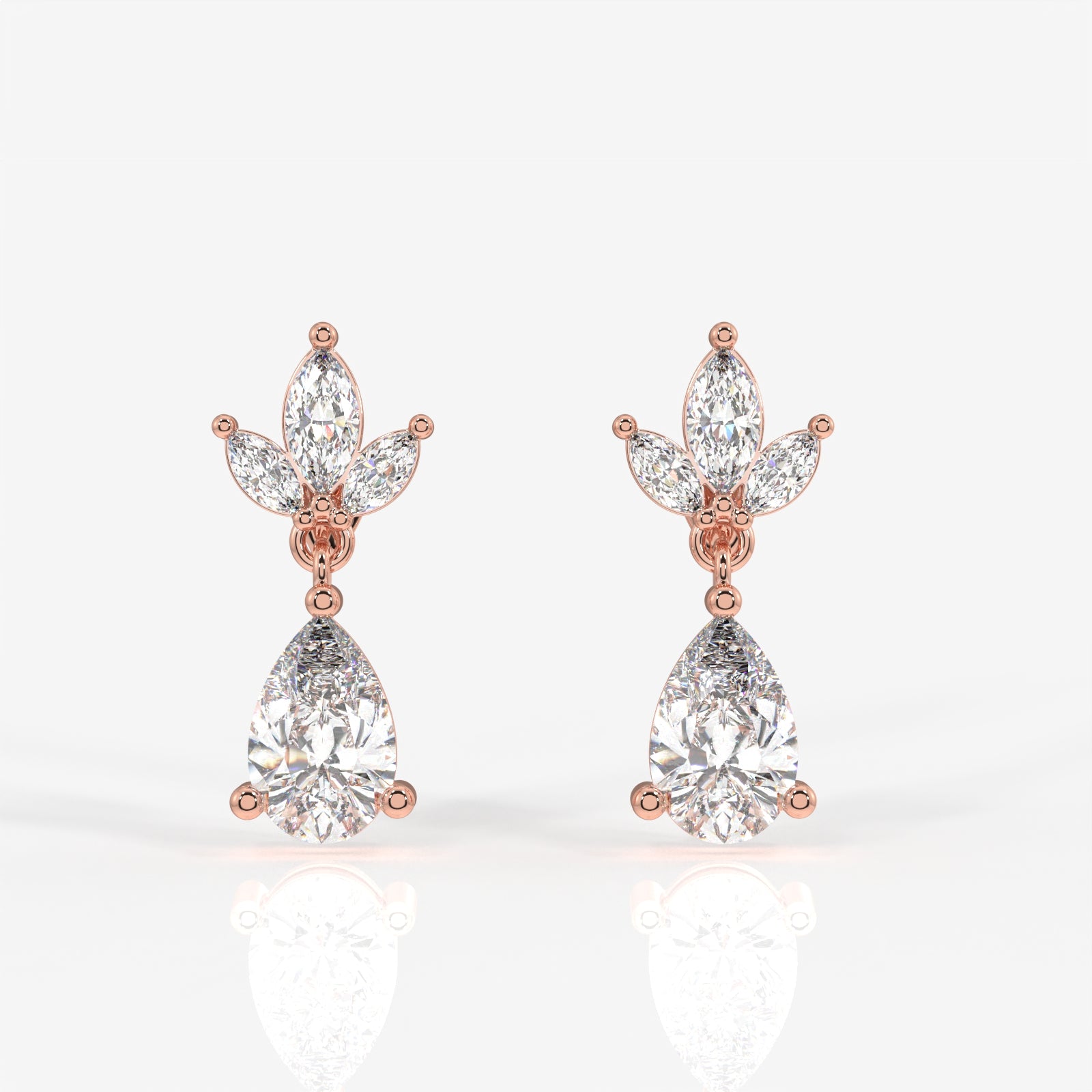 Pear Cut Lab Grown Diamond Dangle 9K Gold Earrings