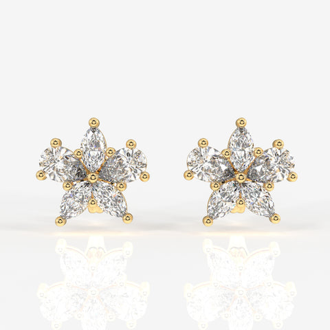 Pear & Marquise Cut Moissanite Diamond Stud 14k Gold Earrings