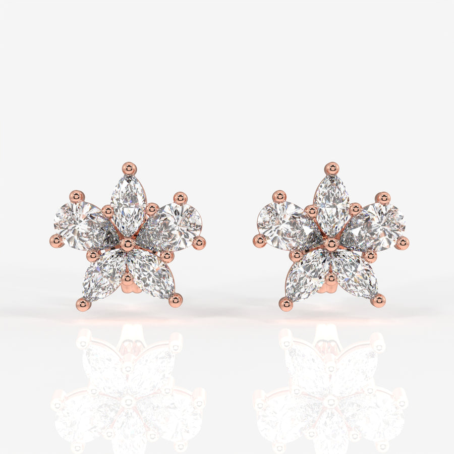 Pear & MarquiseCut Lab Grown Diamond Stud 14k Gold Earrings