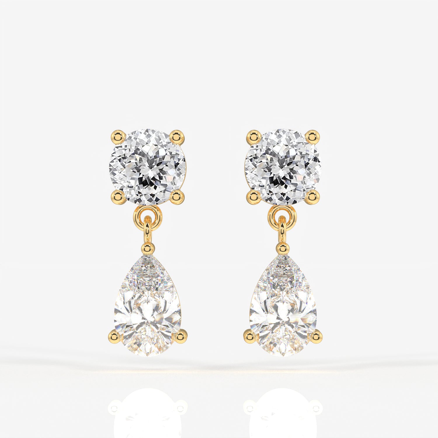 Portuguese Cut Moissanite Diamond Dangle Sterling Silver Earrings