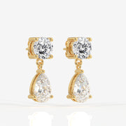 Portuguese Cut Lab Grown Diamond Dangle 9K Gold Earrings