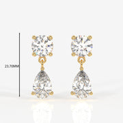 Round and Pear Cut Moissanite Diamond Dangle Sterling Silver Earrings