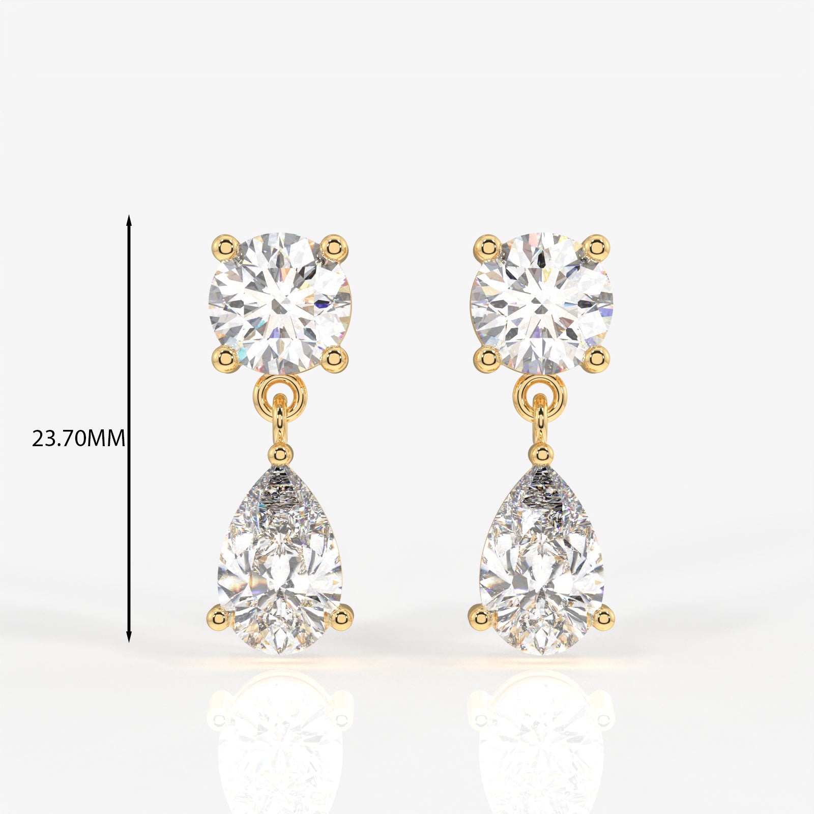 Round and Pear Cut Moissanite Diamond Dangle Sterling Silver Earrings