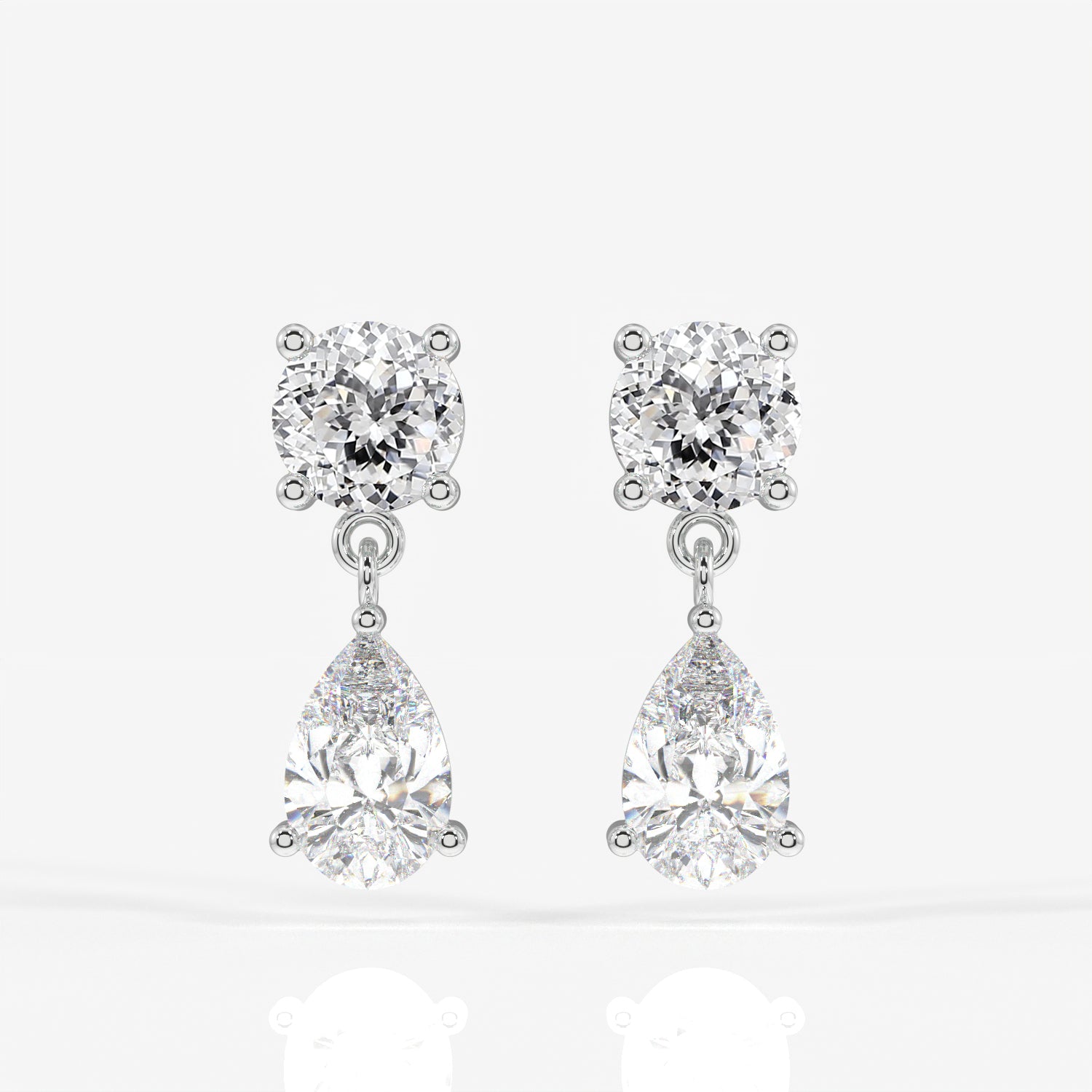 Portuguese Cut Moissanite Diamond Dangle Sterling Silver Earrings