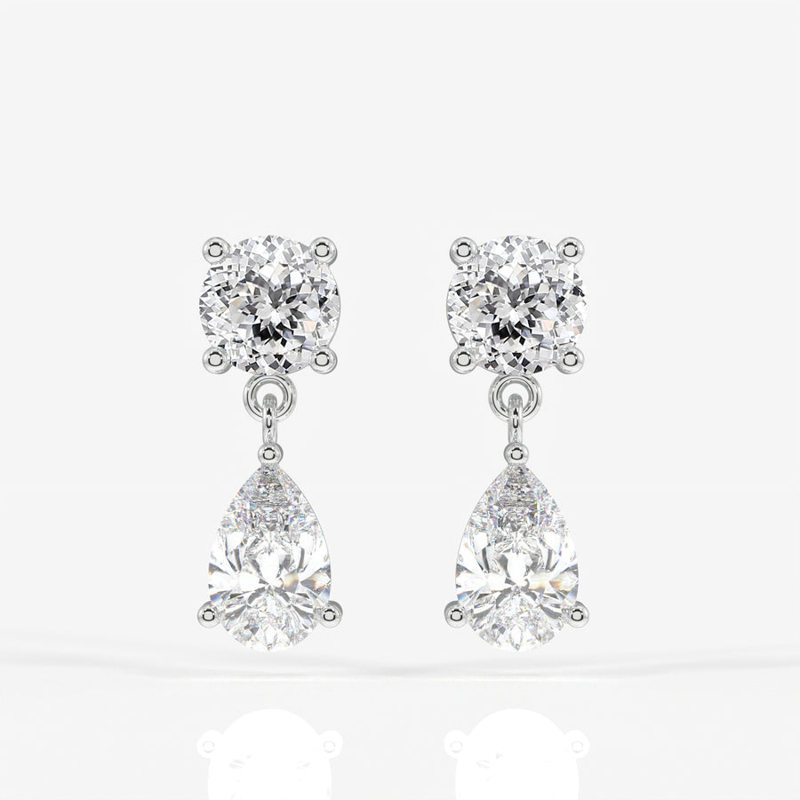Portuguese Cut Lab Grown Diamond Dangle 9K Gold Earrings