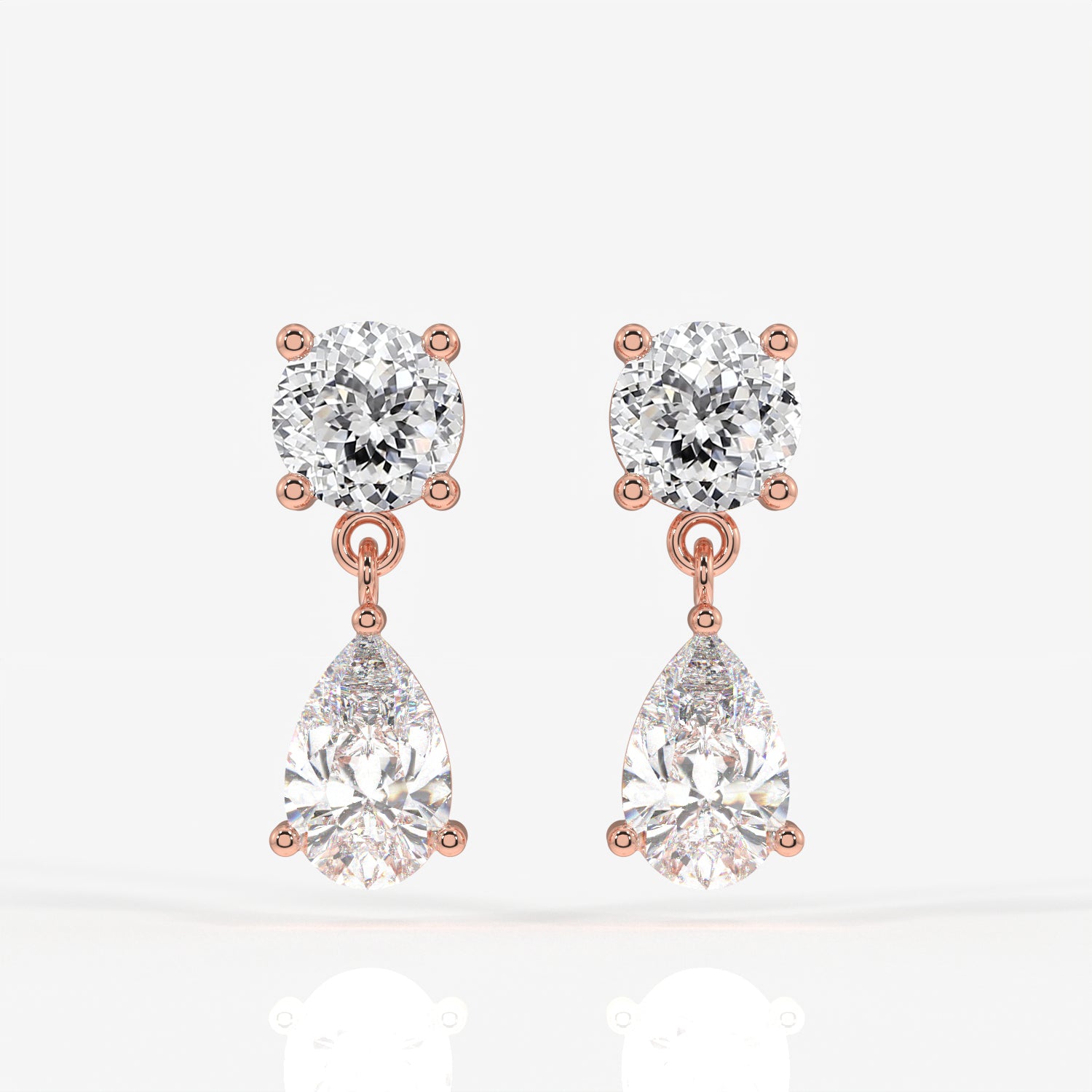 Portuguese Cut Lab Grown Diamond Dangle 9K Gold Earrings