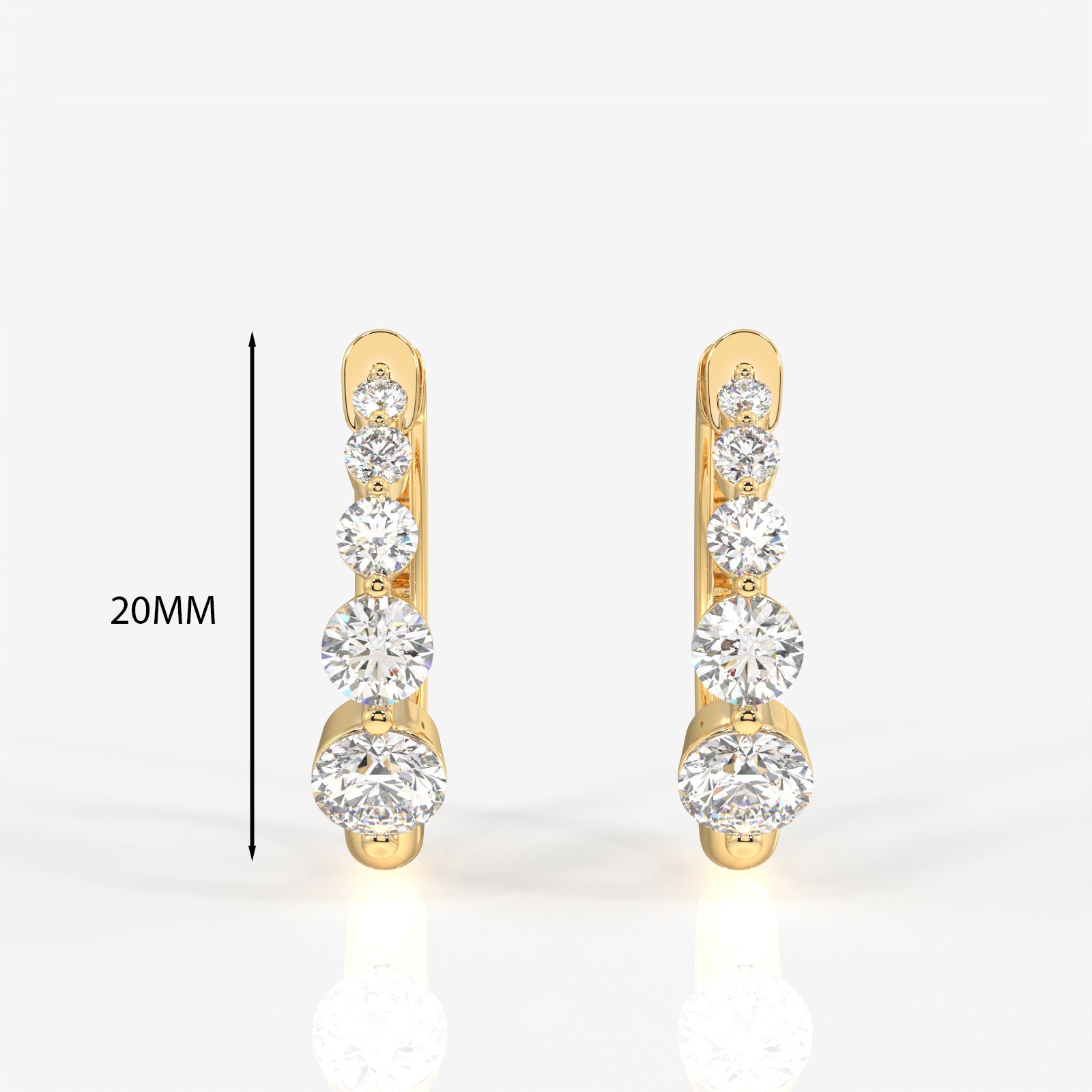 Round Cut Lab Grown Diamond Hoop 14k Gold Earrings