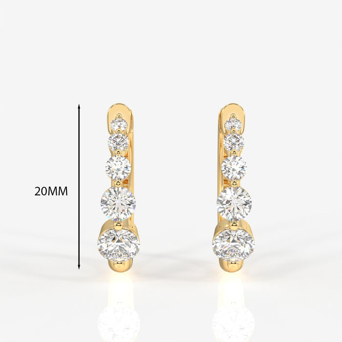 Round Cut Moissanite Diamond Hoop 18k Gold Earrings