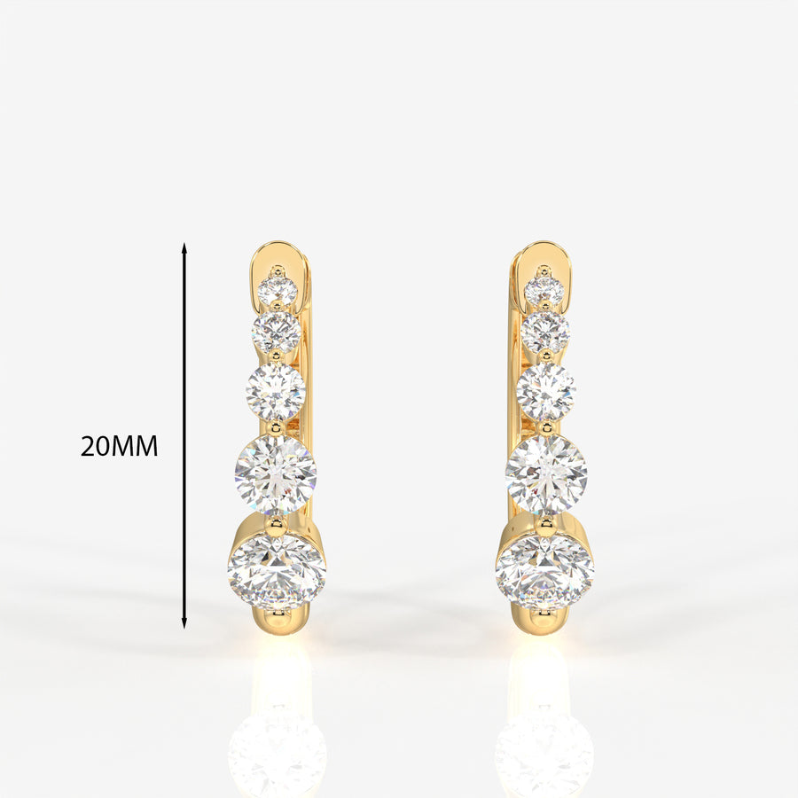 Round Cut Lab Grown Diamond Hoop 14k Gold Earrings