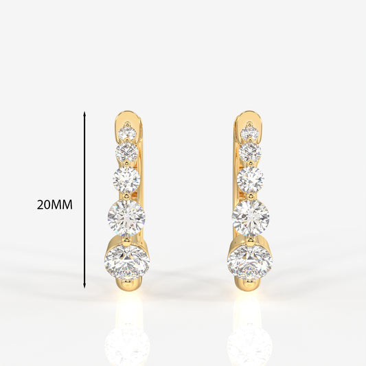 Round Cut Moissanite Diamond Hoop Sterling Silver Earrings