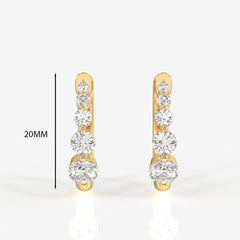 Round Cut Lab Grown Diamond Hoop 14k Gold Earrings