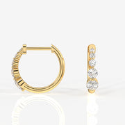 Round Cut Lab Grown Diamond Hoop 14k Gold Earrings