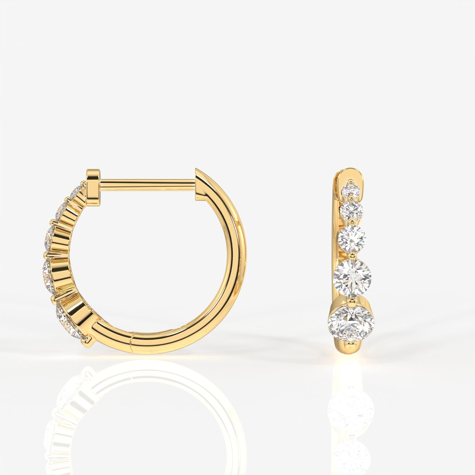 Round Cut Lab Grown Diamond Hoop 14k Gold Earrings